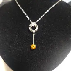 シトリン デザイン ペンダントトップ　純ステンレス　天然石