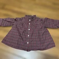 Ralph Lauren ギンガムチェックフリル　ブラウス　シャツ 80cm中古