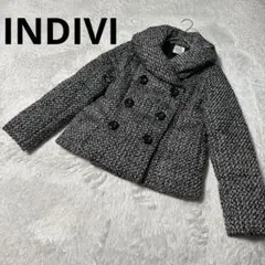 INDIVI インディヴィ グレー系ツイード風ダウンジャケット S