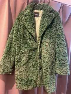 xgirl 緑系レオパード柄ファーコート サイズ2 y2k 平成ギャル