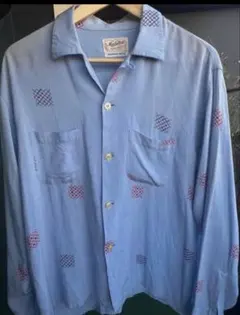 50s 60s Manhattanレーヨンシャツ　幾何学柄　アトミックのサムネイル