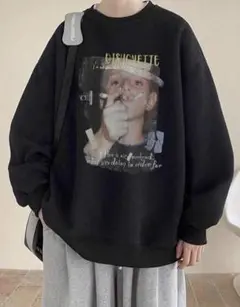 韓国風 オーバーサイズ スウェット メンズ シンプル モノトーン ストリート