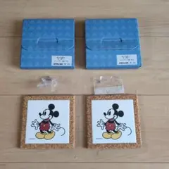 ①未使用　倉庫保存品　２セット　ディズニー　ミッキー　コースター　壁掛け