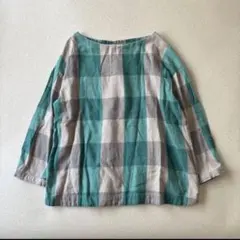 【美品】スタジオクリップ　コットンリネン　2way ビッグチェックブラウス　4L