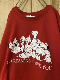 新品★Green Parks★101匹わんちゃん/プリント裏毛スウェット★レッド
