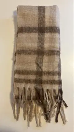 チェック柄フリンジマフラー