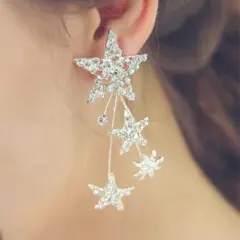 スター ビジュー ピアス★シルバー★星 ブライダル 結婚式 ヘアアクセサリー