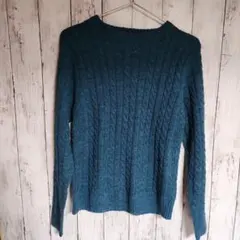 ニコアンド... 青緑 ケーブル編み ニット