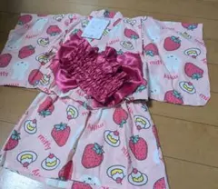 新品 90cm 着付け簡単◎ 浴衣 3点セット 上衣＆ワンピース＆つくり帯 