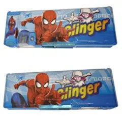 ✨新品✨スパイダーマン 筆箱 ペンケース 鉛筆削り付き 小学生 男の子 ブルーのサムネイル