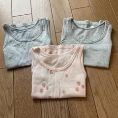 タンクトップ 3枚セット 80cm グレー・いちご柄