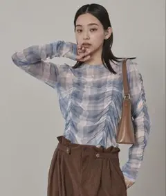 miette ミエット シャーリングシアートップス ブルー