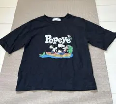 リリーブラウンLilly brown popeye ロールアップ Tシャツ 黒のサムネイル