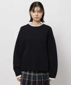 Niko and レイヤー風 クループルオーバー クルーネック ネイビー ニット