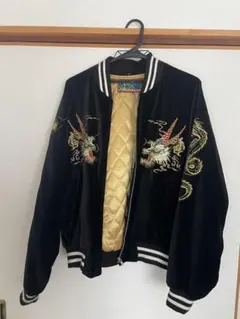 花旅楽団 龍刺繍 スカジャン ベロア ブラックのサムネイル