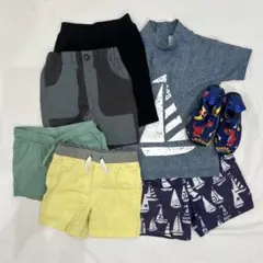 ★3-4才　男の子　キッズ服セット（ショートパンツ、ラッシュガード、サンダル）