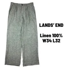 LAND’S END リネン100% スラックス グレー 裾幅極太 ストレートのサムネイル