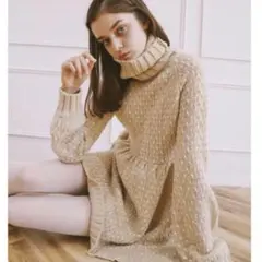 epine ハイネックニットワンピース