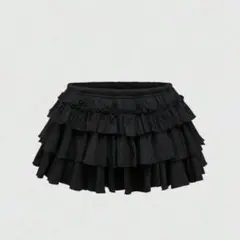 フリル黒ミニスカート JP-Lサイズ
