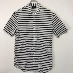 ARMANI JEANS ラグジュアリー 古着 ボーダー 半袖バンドカラーシャツのサムネイル