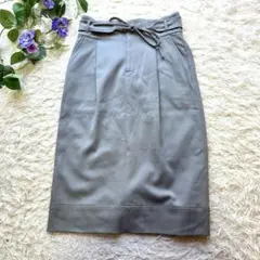 【グリーンレーベルリラクシング】【サイズ38】ベルト付き ロングタイトスカート