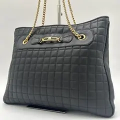 【美品】セリーヌ チェーンショルダーバッグ トリオンフ レザー キルティング 黒のサムネイル