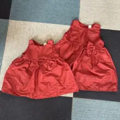 【値下げ】H&M 赤 ドレス 2着セット 姉妹オソロコーデ　フォーマル