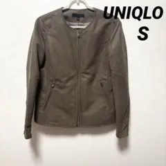 UNIQLO ユニクロ　ノーカラージャケット スエード調　長袖　S レディース