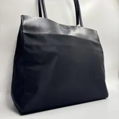 美品✨アニエスベー トートバッグ ナイロン レザー ブラック ロゴ型押し 肩掛け