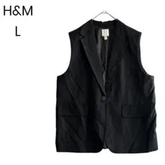 H&M テーラードベスト ジレ 黒ベスト カジュアル L 大人コーデ 1484