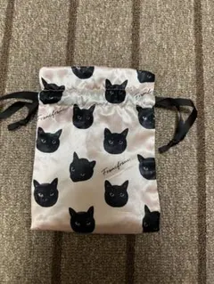 フランフラン　巾着　ポーチ　ピンク　猫