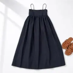 美品 UNITED ARROWS Pタフタキャミソールワンピース ブラック　36