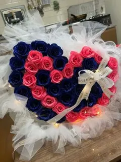 ハート型造花アレンジメント ピンク ネイビー