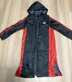 アディダス　ベンチコート　150 サッカー　アウター　フード取り外し可能