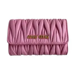 MIU MIU ミュウミュウ マテラッセ キーケース ピンク ゴールドロゴ
