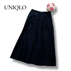 UNIQLO ユニクロ　レディース　リネン　ロングフレアスカート　ネイビー　M