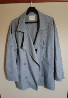 ボタンレスカジュアルコート ジャケット グレー 軽量 春コート