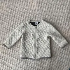 プチバトー　キルティング　カーディガン　グレー