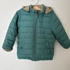 グリーン キルティング フード付き中綿コート