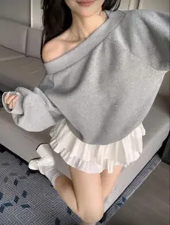 SHEIN ワンショルダー　オフショル　トレーナー