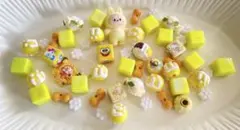 イエロー系　カスタムビーズ　アクリルビーズ　ファンシービーズ