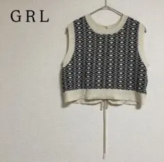 グレイル ニット ベスト トップス セーター 総柄 重ね着 ノースリーブ M