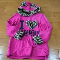ピンクのレオパード柄パーカー 130