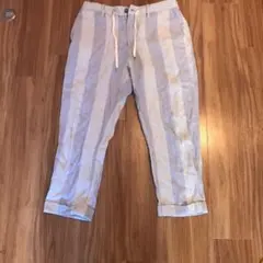 THE SHOP TK ストライプリネン混パンツ