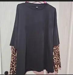 SHEIN レオパード柄 フェイクレイヤード トップス