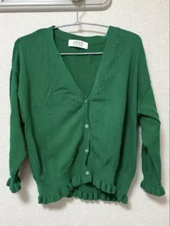 ローリーズファーム　グリーン Vネック ニットカーディガン　L