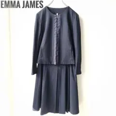 EMMA JAMES ノーカラースカートスーツ　11号　ダークネイビー