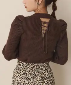 oneafteranotherNICECLAUP うしろレースアップラメニット