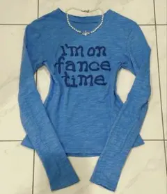 英文字ロンT トップス　ブルー　水色　y2k 韓国　海外ガール　グランジ　平成