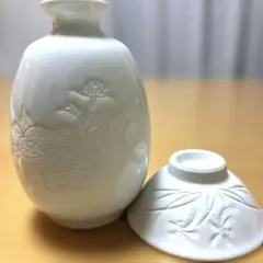 ほぼ未使用　激レア　昭和　平成　陶印　兵庫県　白磁　出石焼　酒器　徳利　出石鶴山